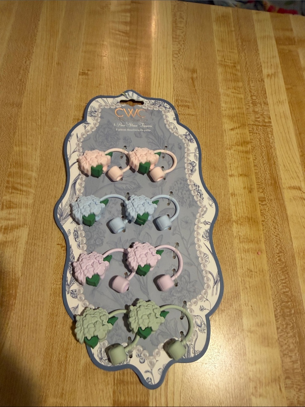NWT CWC Cook With Color Hydrangea Flower Straw Toppers Set of 8